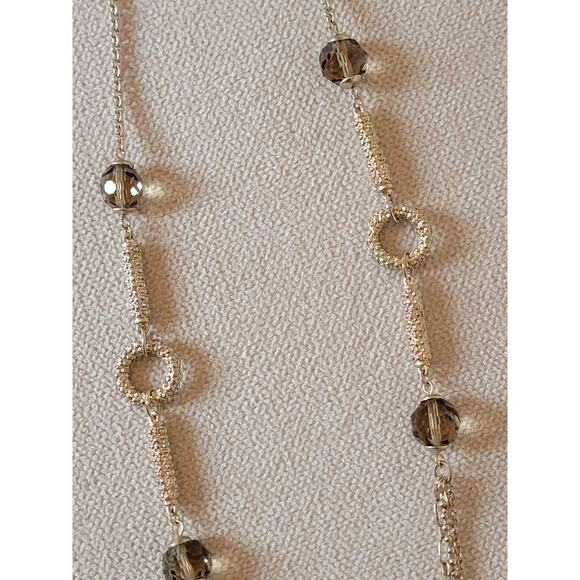 Long Gold-Toned Multi-Strand Layered Necklace with Sparkling Accents – 36" - Picture 6 of 7